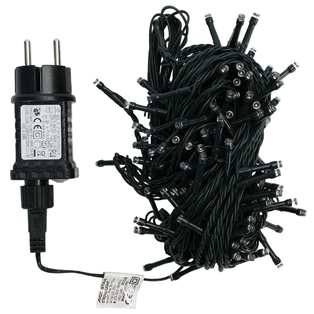 [B10303ABNA] Niedervolt-Lichterkette flach, Kaltes Weißt, 15m IP44, Innenbereich&Außenbereich