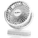 Portable Table Fan, 6 Inches, 5 Blades, 3 Speeds, 1500mAh, White