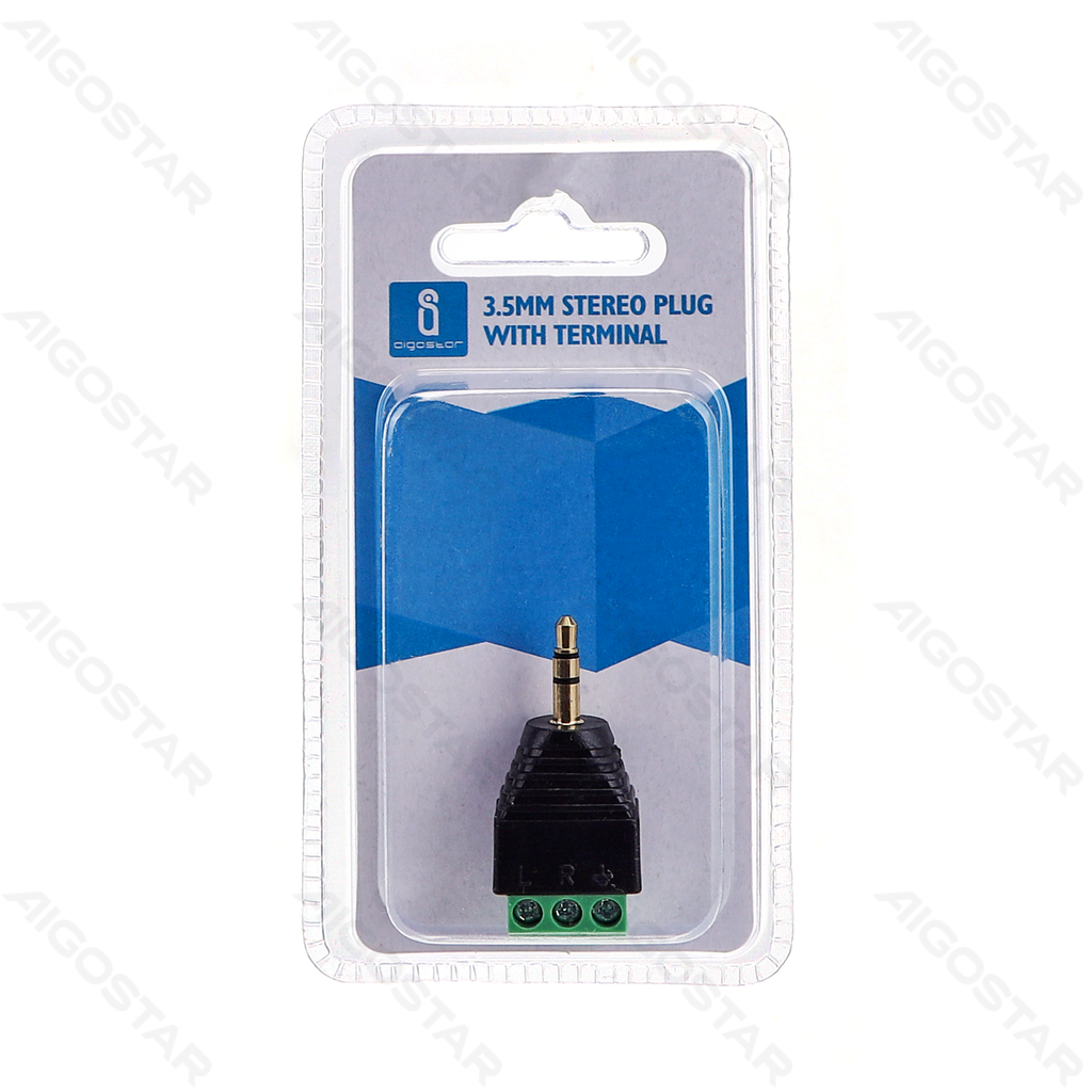 [B20104NNB] Schraubklemme 3,5MM Audio Stecker auf AV Schwarz & grün