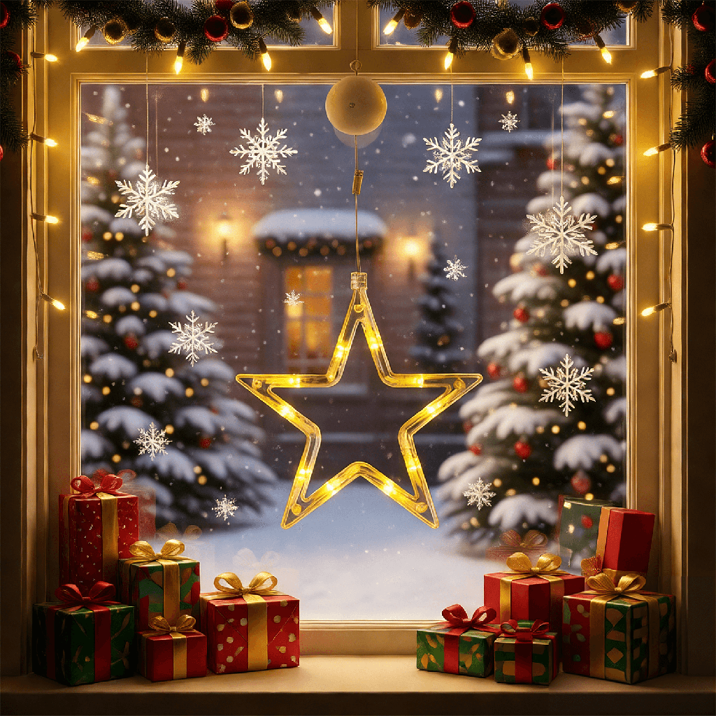 [B10303K5W] Suspension à pile avec ventouse étoile, Blanc chaude ,IP20 Intérieur