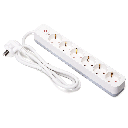 Aigostar L-serie Duitse 6-voudige stekkerdoos met schakelaar 1 5M 3G1 5mm² wit en grijs