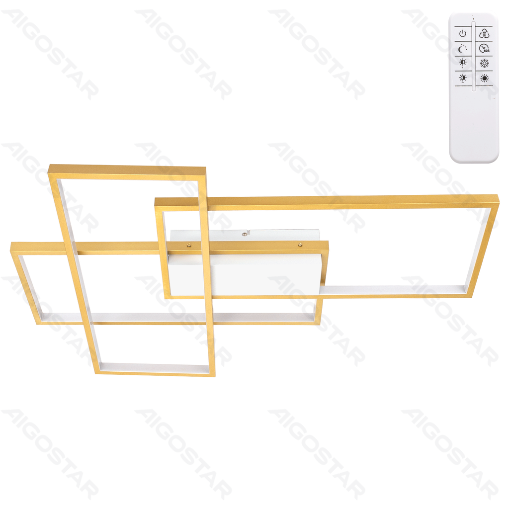 [B103103G2] Plafonnier géométrique LED 38W CCT Rose Gold Square avec télécommande