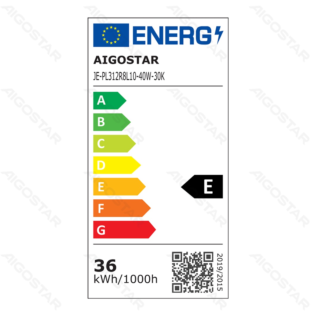 [B10406RR2] Aigostar E5-panneellamp 40W 3000K (295*1195*8mm)