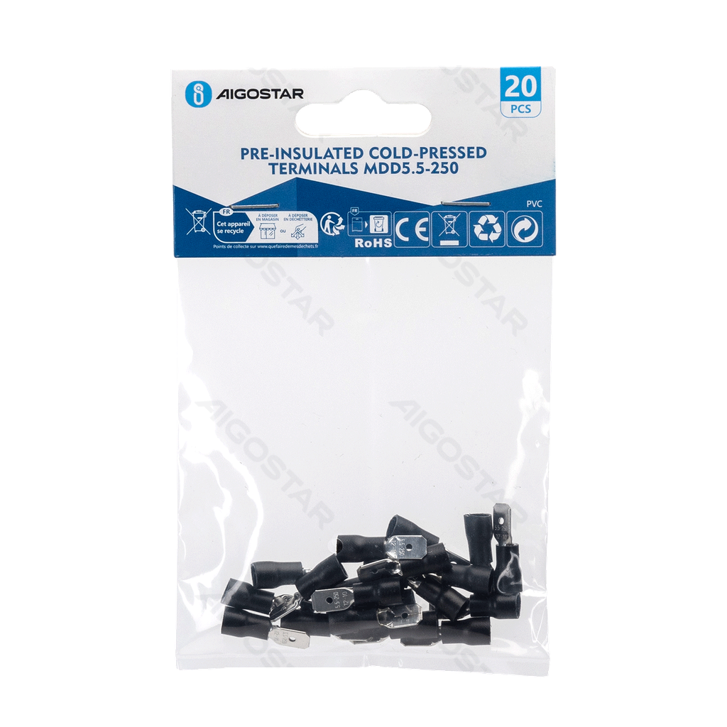 [B20104P57] Pré-isolé 5-250 (20 pcs) noir