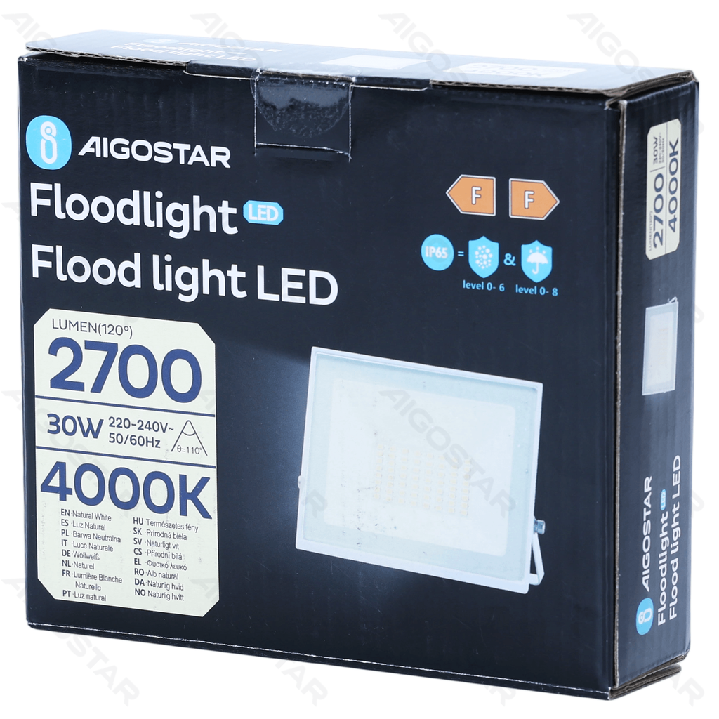 [B1020249F] Aigostar LED Flood light Glass shade White 30W 4000K 07 series