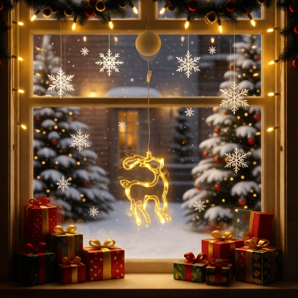 Hangertje in de vorm van een rendier dat werkt op batterijen met zuignap Warm wit IP20 Binnen