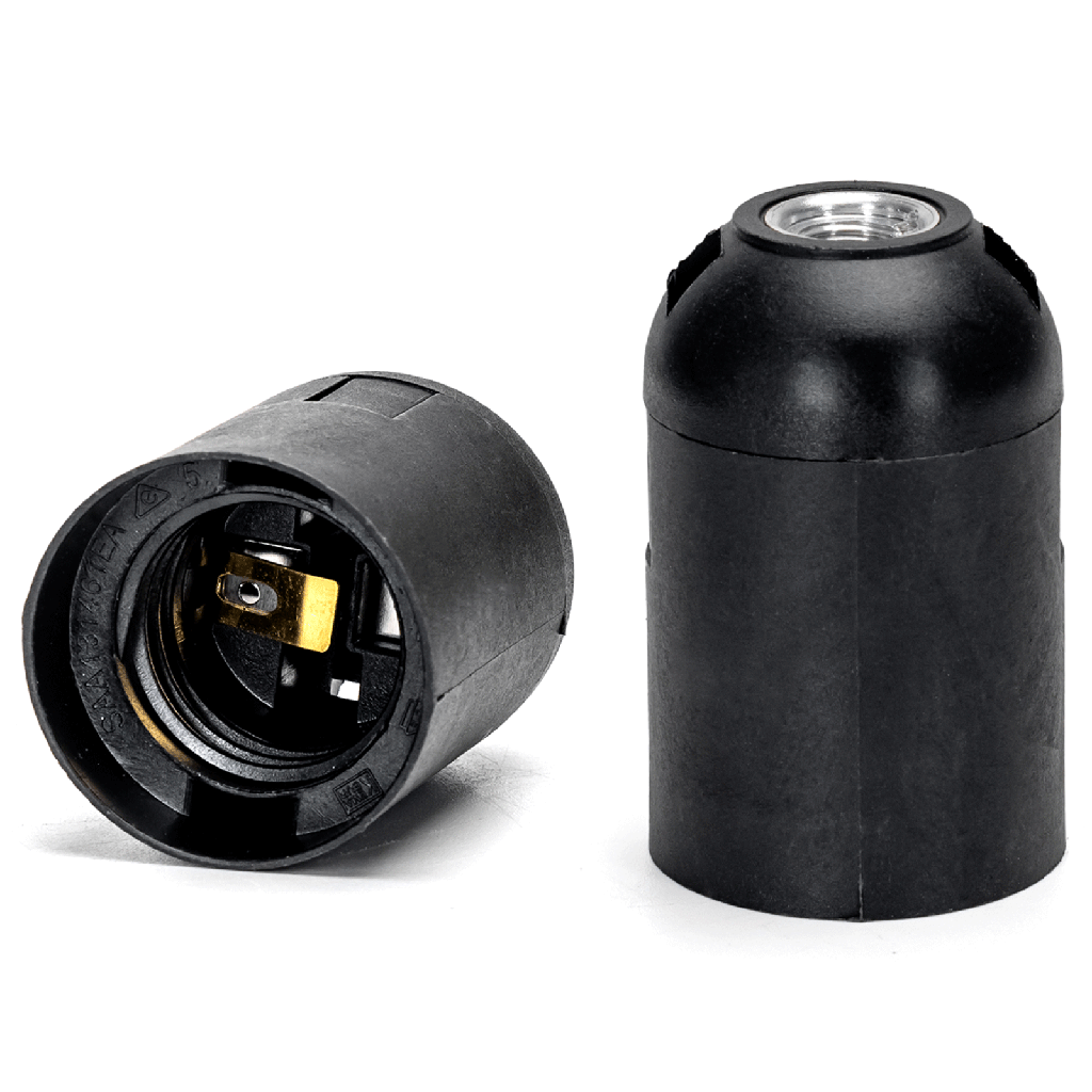 E27 kunststoffen lamphouder met klem zwart