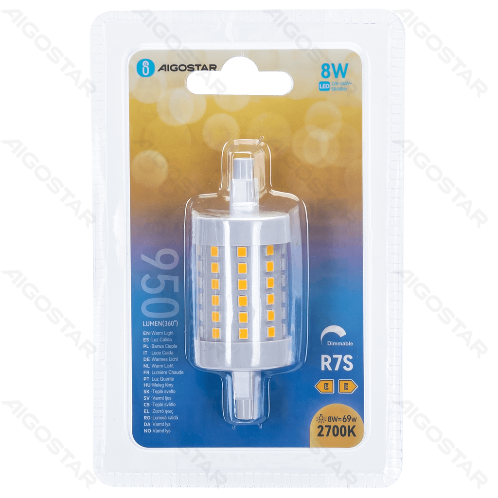 R7S Dimmable 8W 2700K Warm Light 950lm