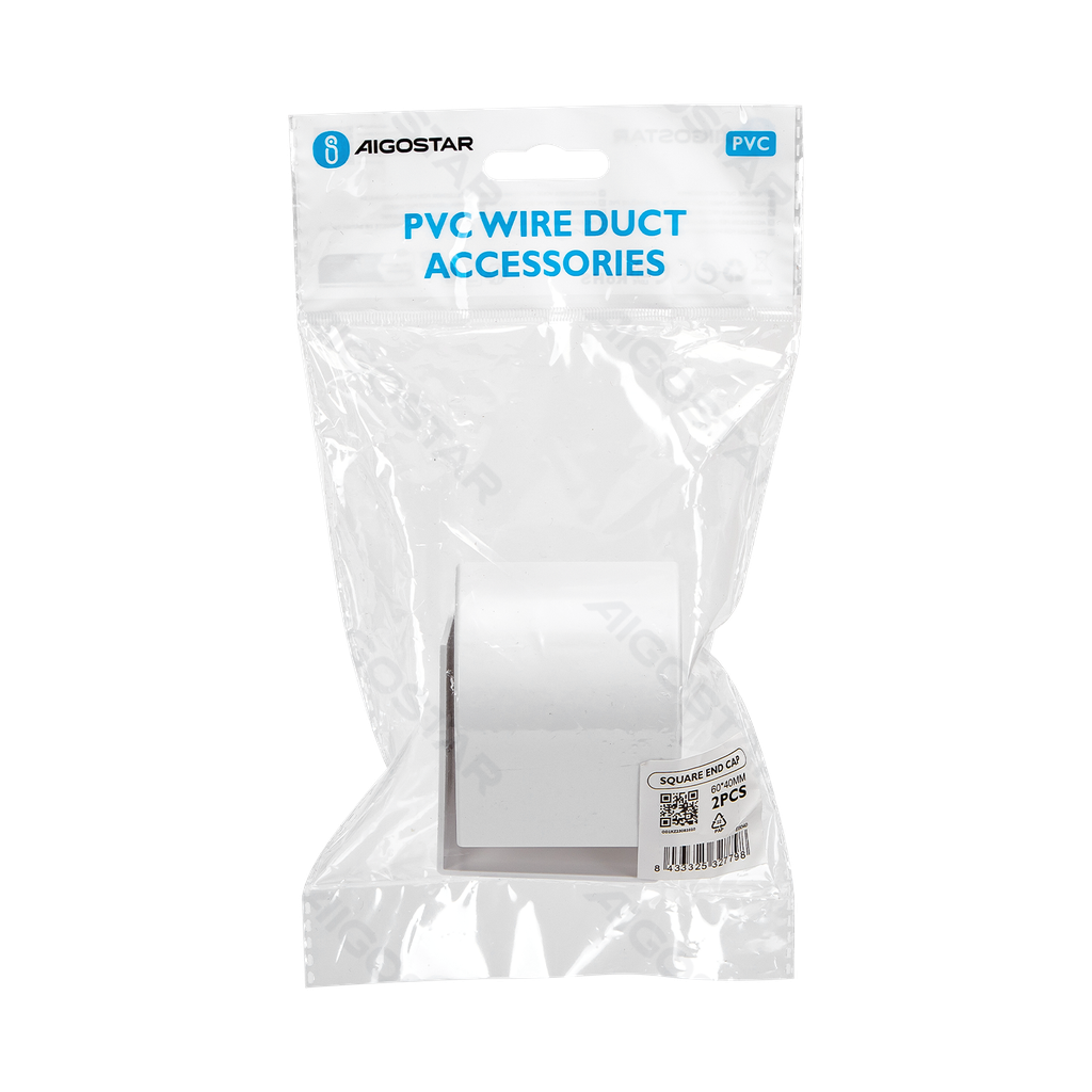 [B20104OD1] PVC Vierkante Kabelgoot Eindkap Wit 60*40mm 4st