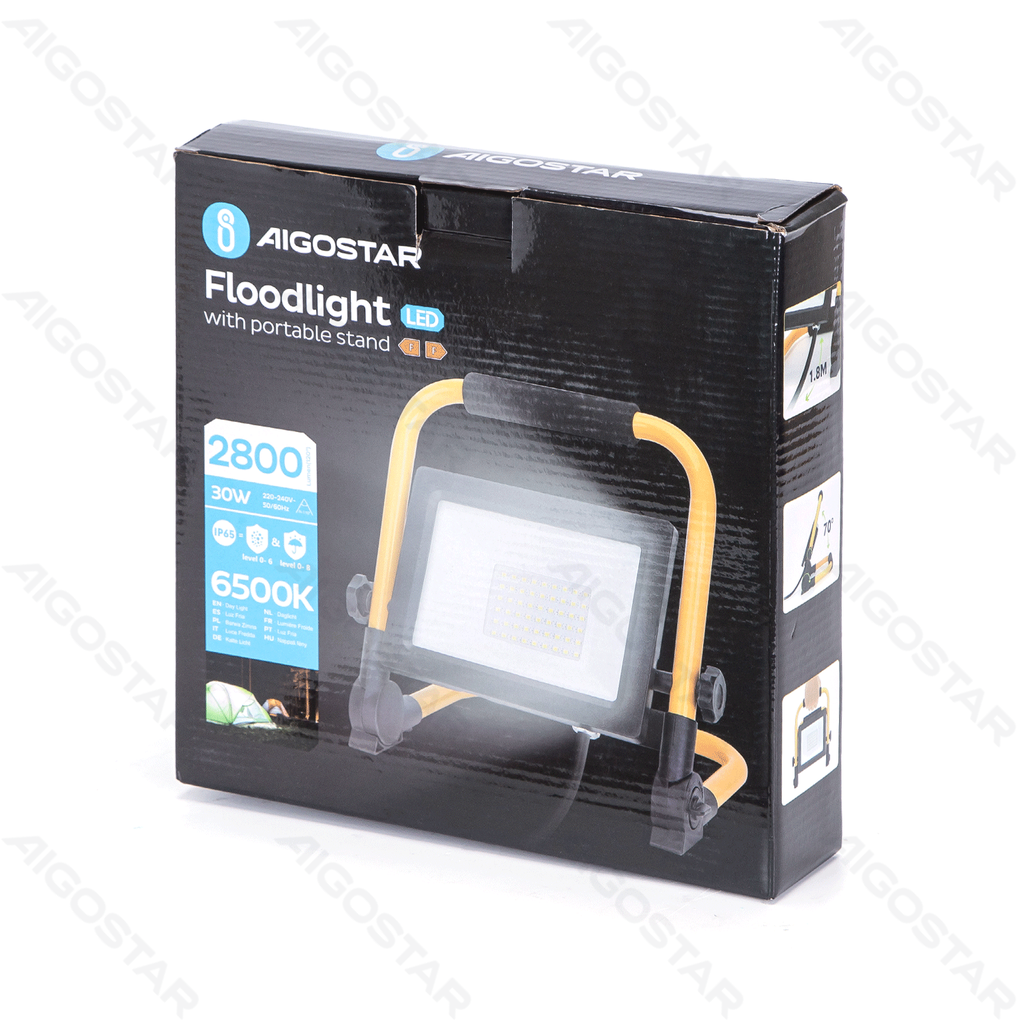 [B10202GS7] LED floodlight with portable stand 30W 2800m 6500K IP65