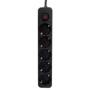 Aigostar L-serie Duitse 5-voudige stekkerdoos met schakelaar 3M 3G1,5mm² zwart
