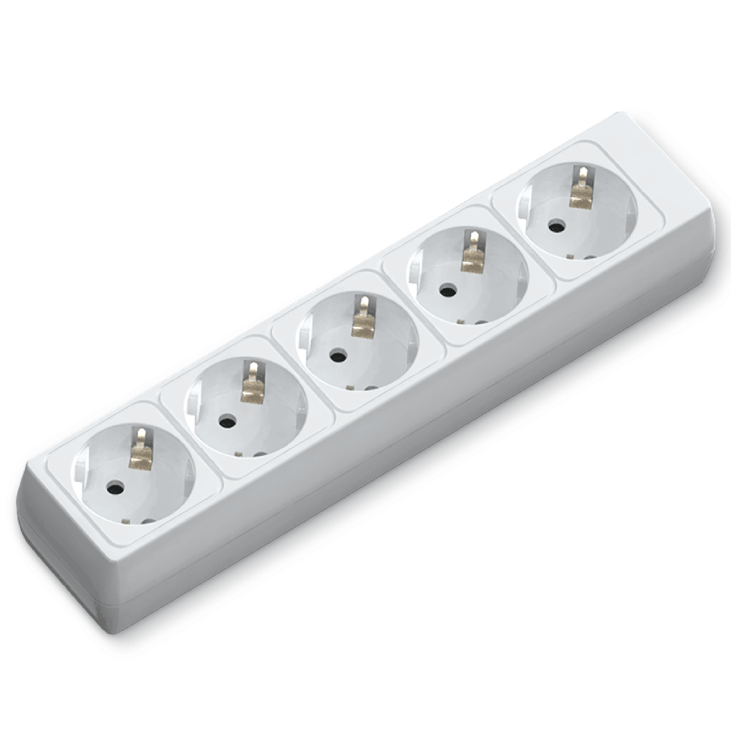 [B20103FHW] Deutsche 5-fach Steckdose ohne Kabel und ohne Schalter weiß