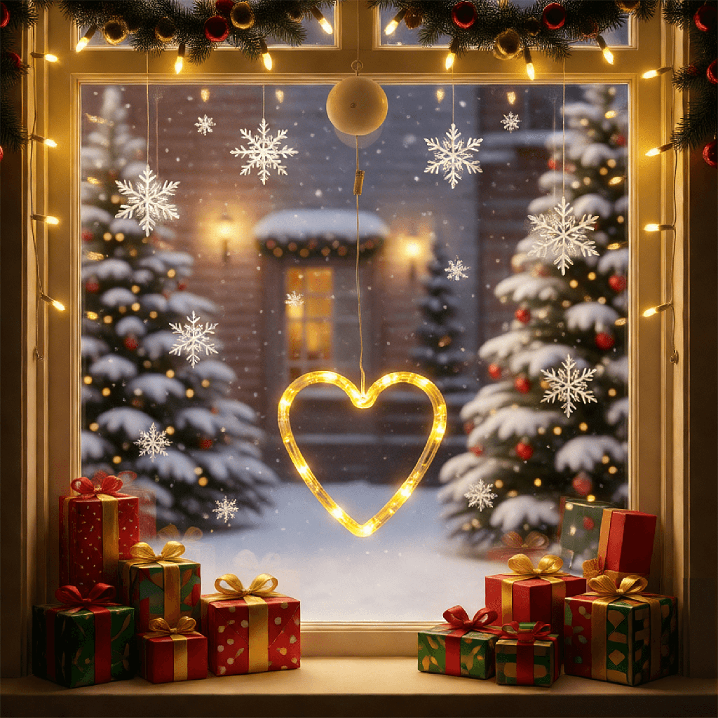 [B10303K5Y] Pendentif en forme de cœur alimenté par piles avec ventouse Blanc chaud IP20 Intérieur