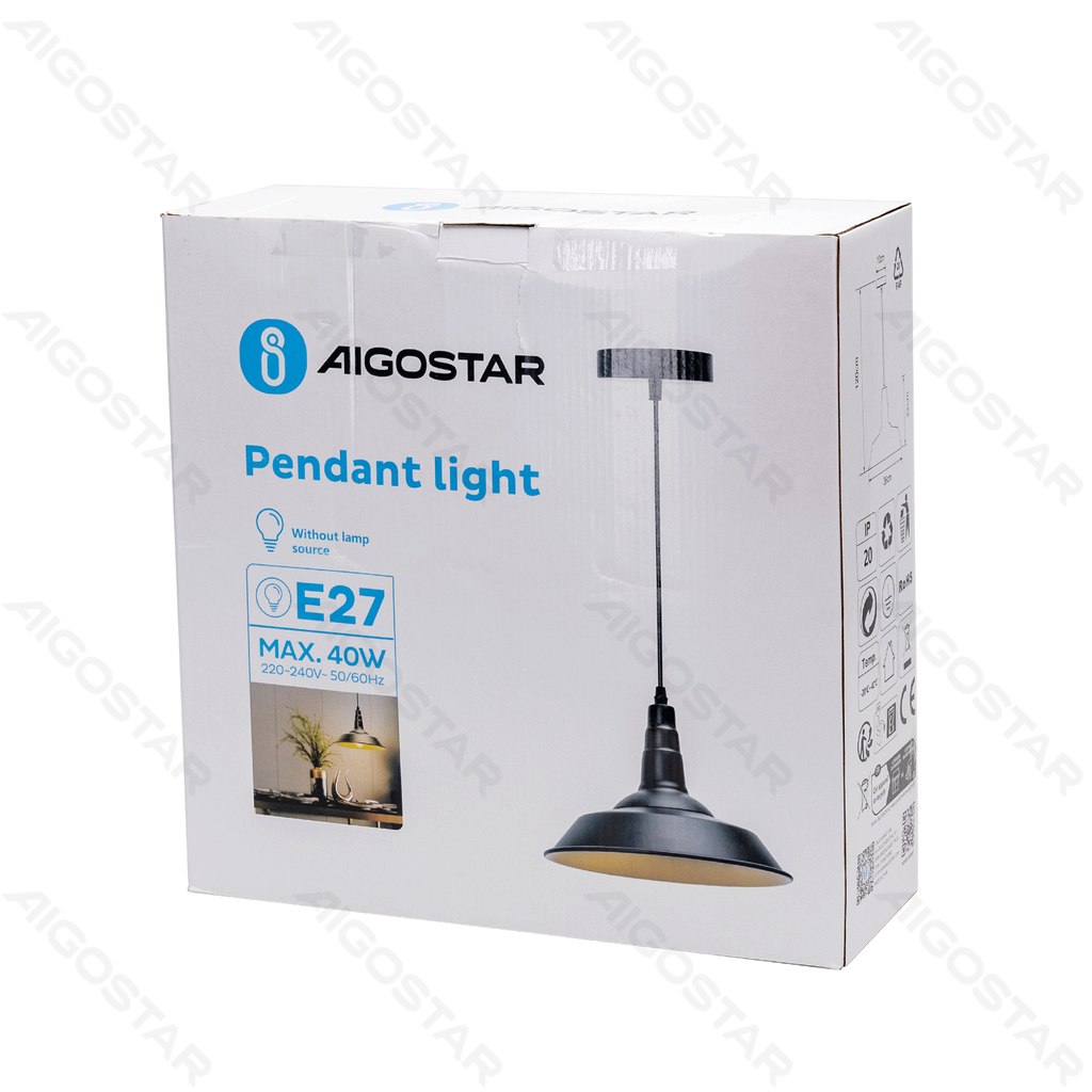 [B10305MO9] Iron pendant lamp black (without light source) E27