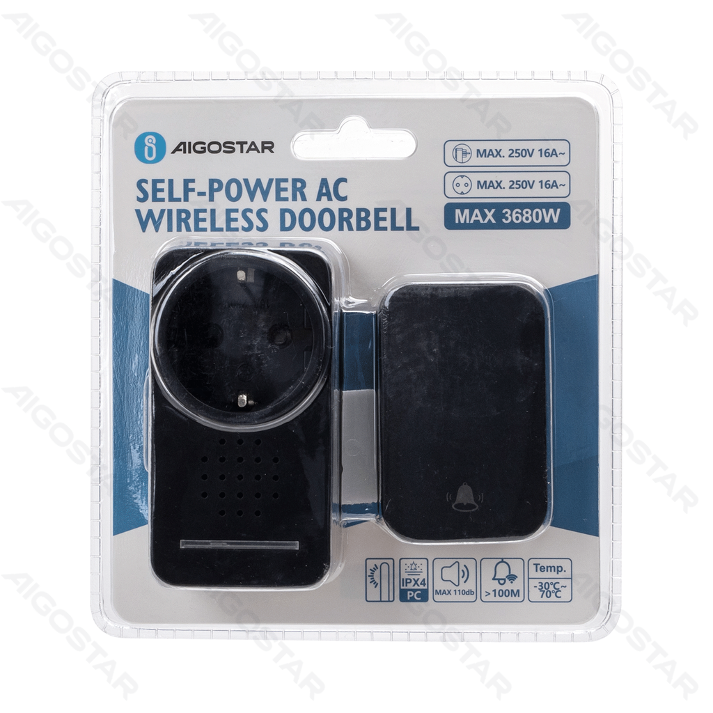 [B201053L8] AC zelfgenererende draadloze deurbel met Duits stopcontact