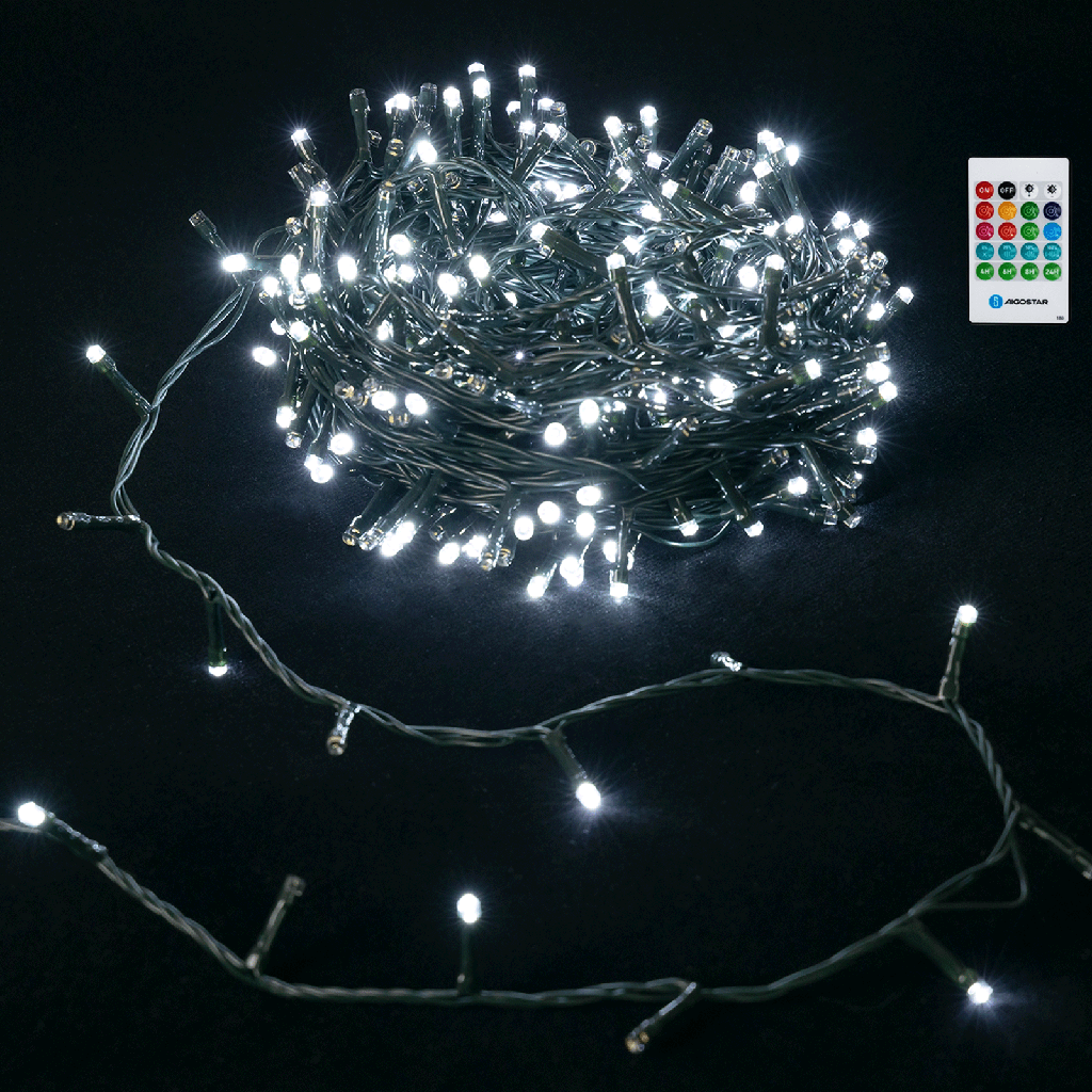 Guirlande lumineuse boîte à musique 3AA blanc froid 10m IP44 Intérieur/Extérieur