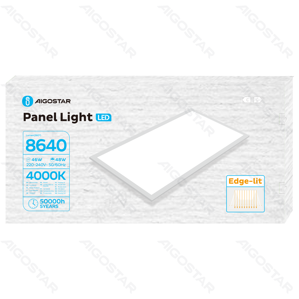 [B104062LC] Aigostar LED Paneelverlichting Edge-lit Natuurlijk Licht Wit 48W 120x60cm