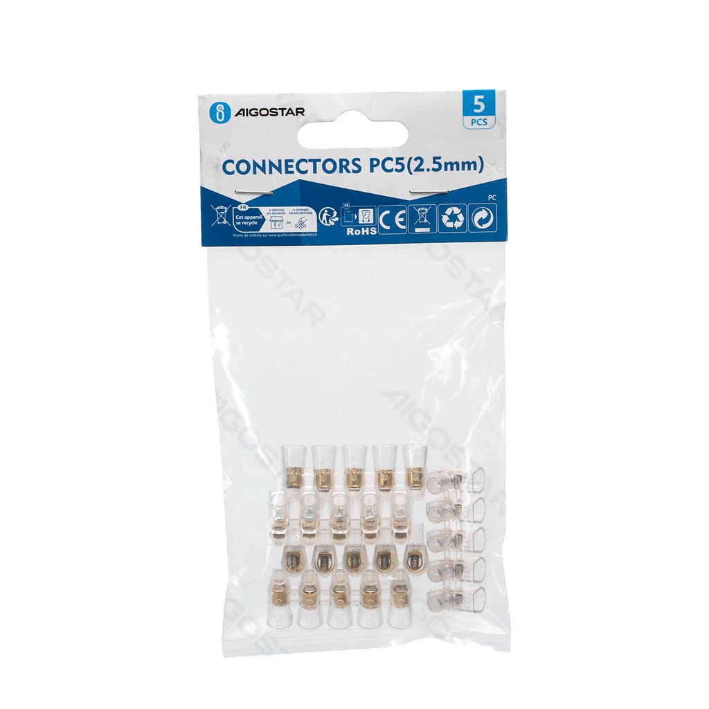 [B20104P6A] Aigostar Lasklemmen PC5 (2,5mm) (5 stks) doorzichtig & brons