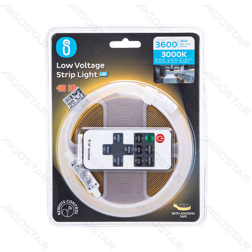 [B10303I4R] Aigostar LED Laagspanning Lichtstrip 5m COB