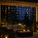 Flat icicle light strip (wavy) with 3AA battery Warm white 15m*0.6m IP44 Indoor/Outdoor 75 strips