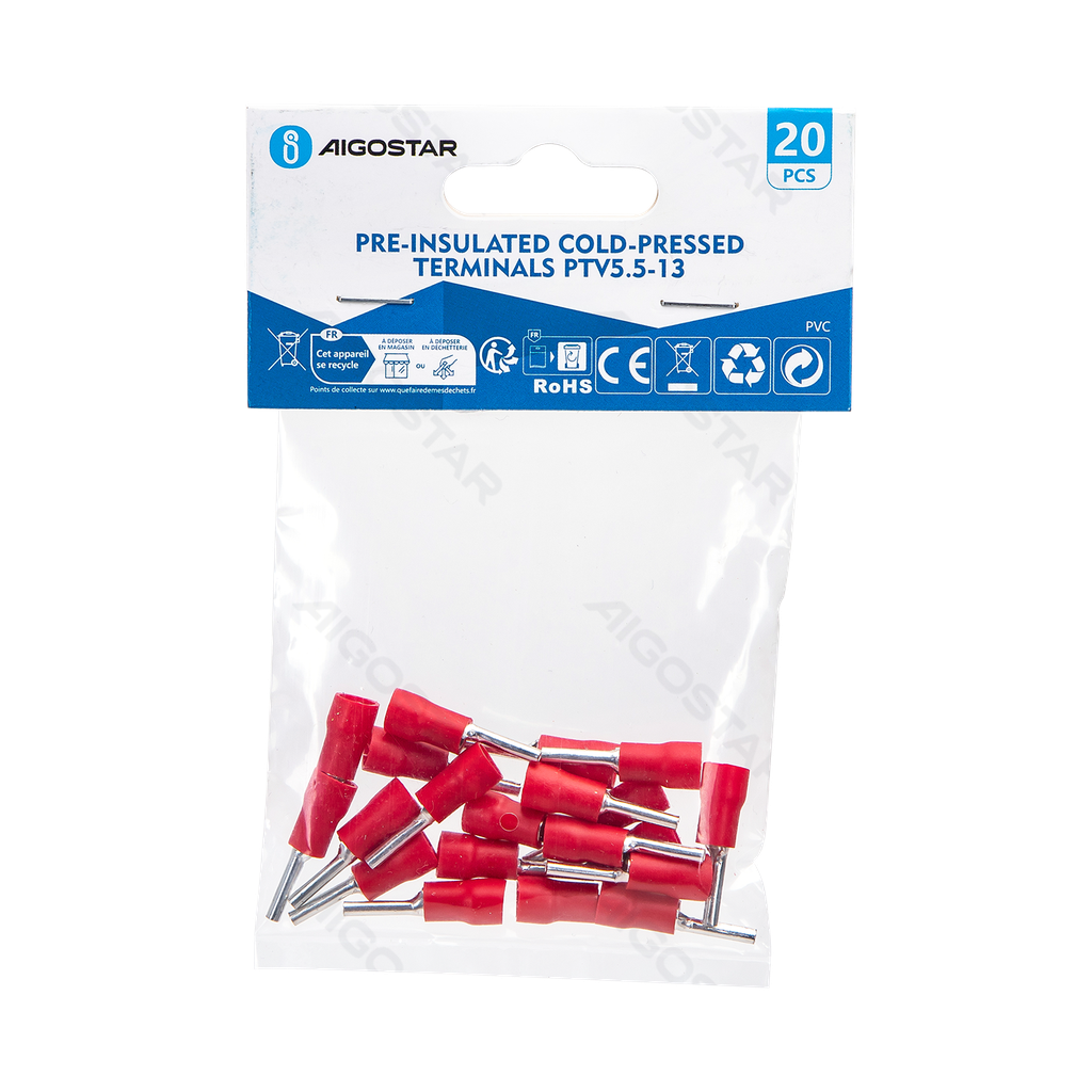 [B20104P50] Pré-isolé 5-13 (20 pcs) rouge