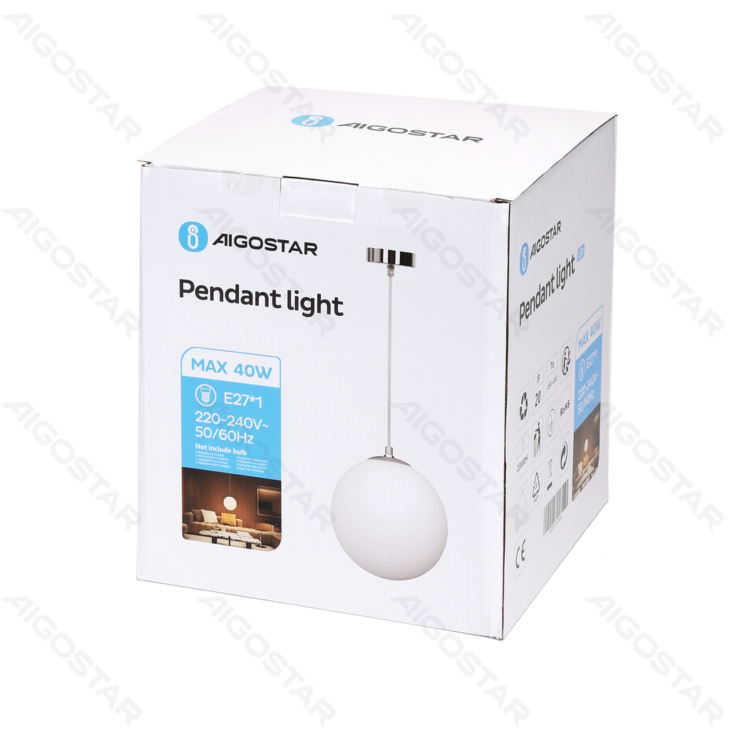 [B10303C3F] Glas-Pendelleuchte (ohne Leuchtmittel) E27