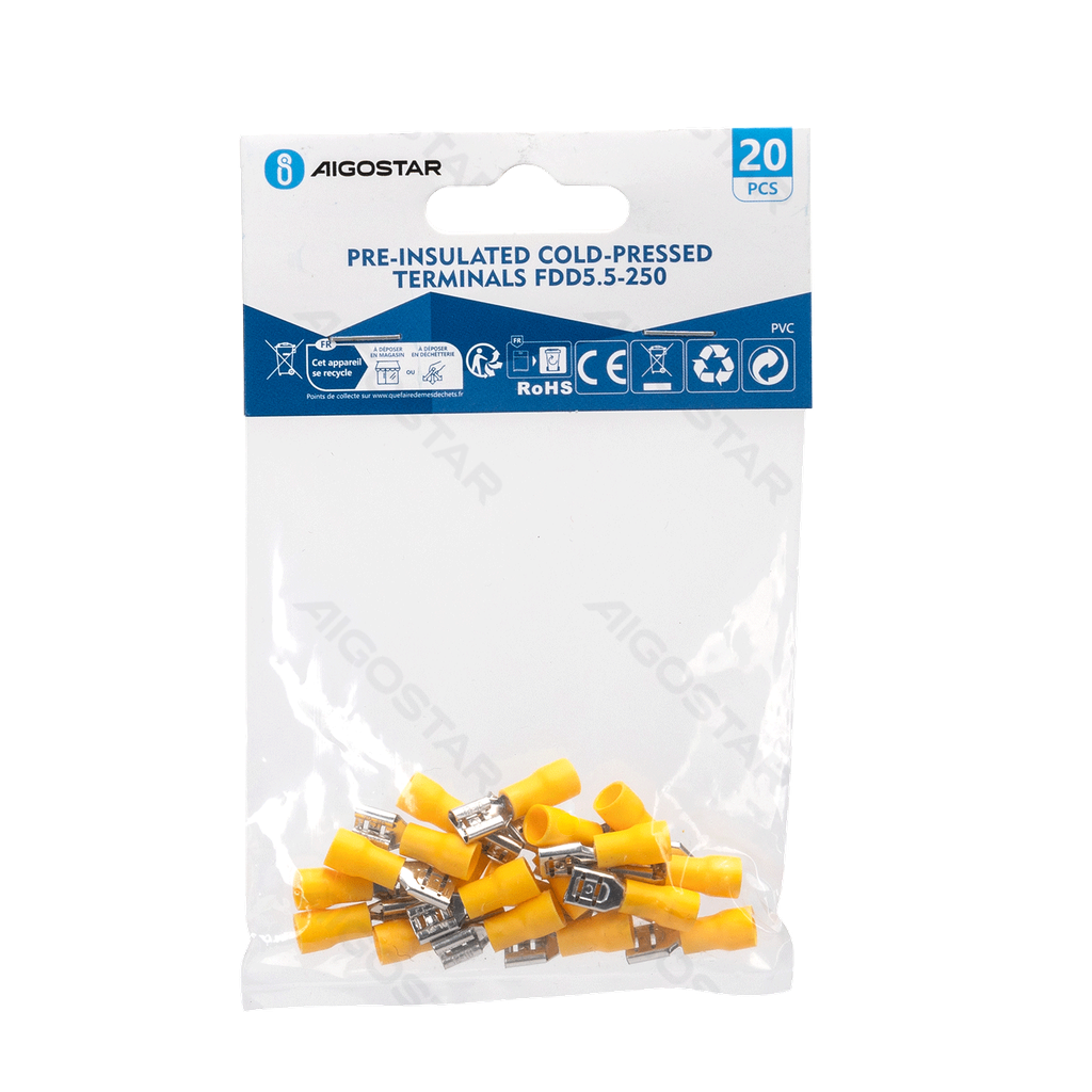Pré-isolé 5-250 (20 pcs) jaune