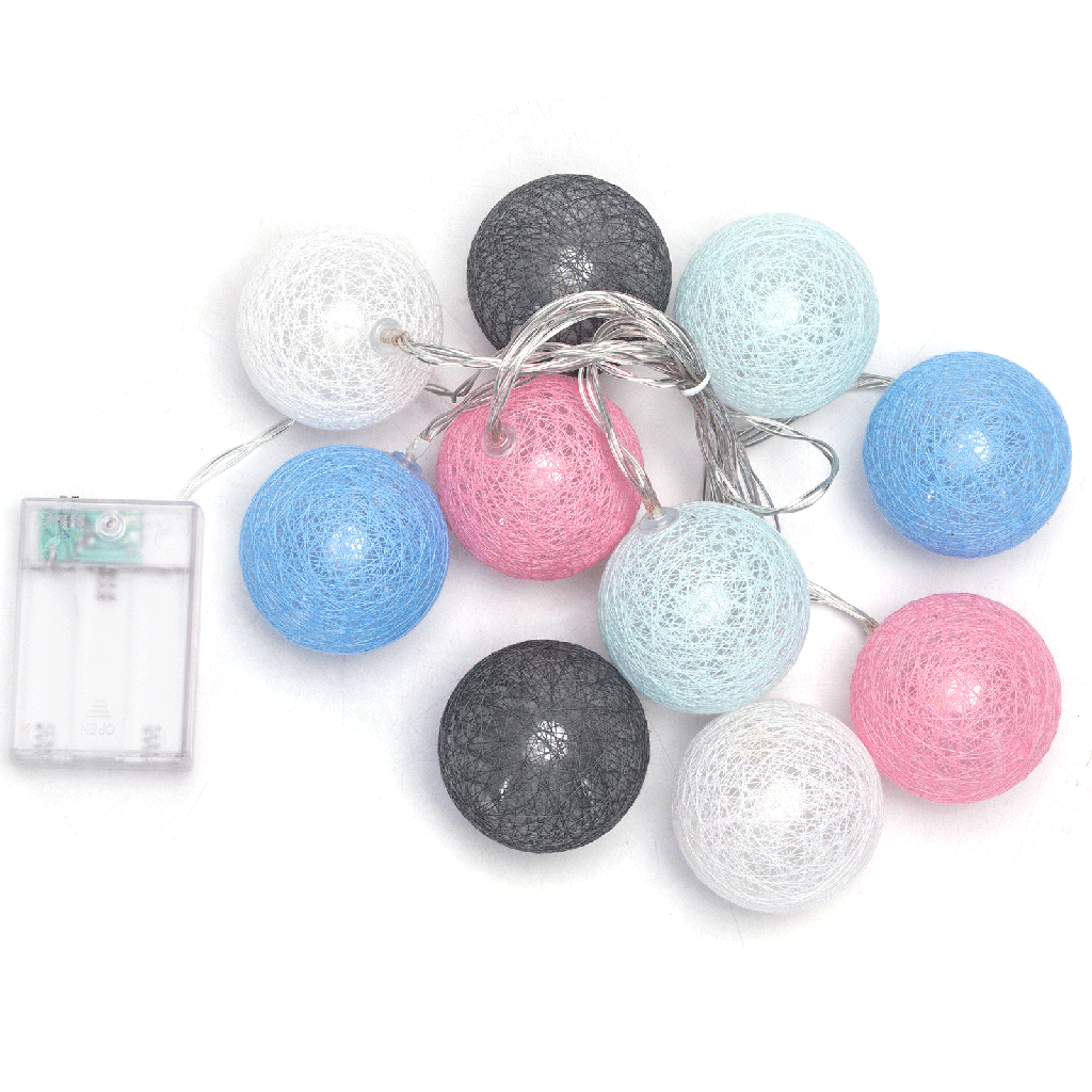 Aigostar 3AA Batterij Snoer Verlichting Katoenen Bal Licht Macaron Kleuren Warm Wit 2m