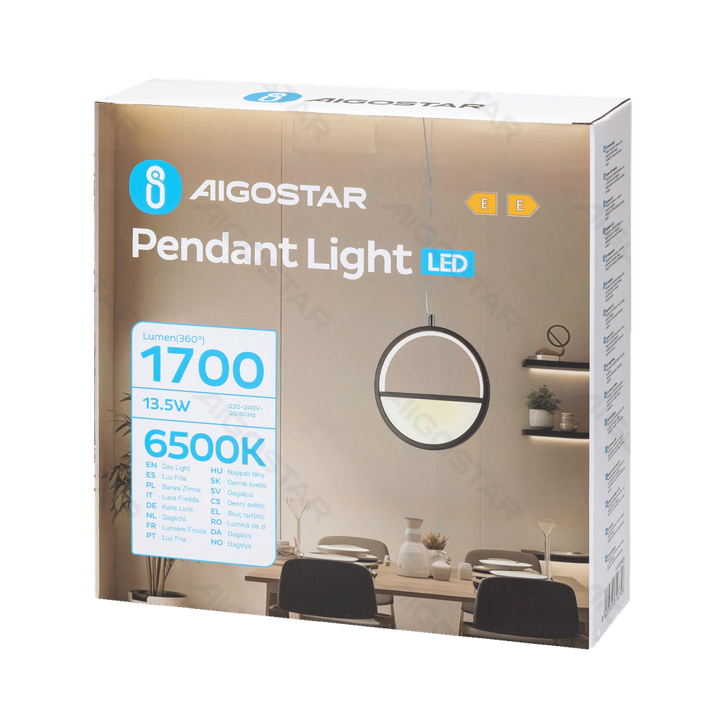 Aluminium hanglamp 13.5W 6500K