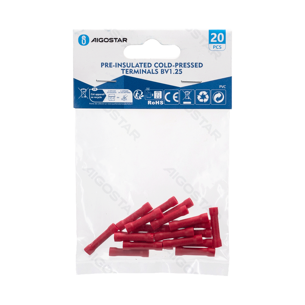 [B20104P5L] Aigostar Voorgeïsoleerde 25 (20 stks) rood