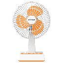 Ventilateur de table portable 8 pouces 3 pales 3 vitesses sans batterie blanc&Orange