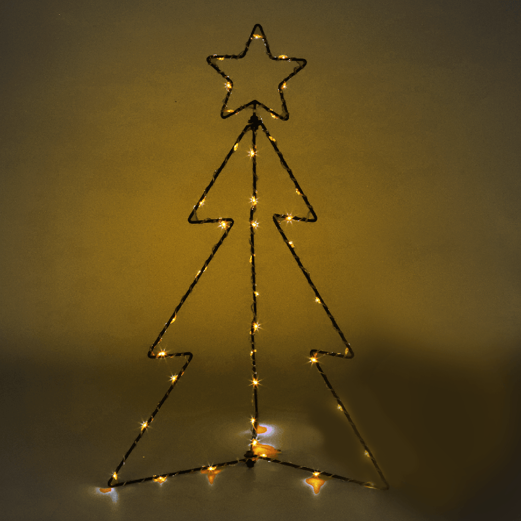 [B10303Q8R] Aigostar Kerstdecoratie - 3D-kerstboomlicht met laag voltage Warm wit 5m+60cm