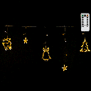 Guirlande lumineuse Basse tension Connectable Icicle wave flat bells & deers & Christmas trees Câble transparent Lumière chaude 3M+3M*0.6M