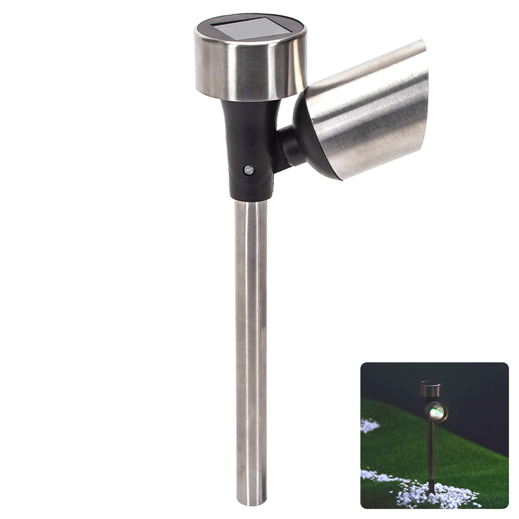[B10201OL0] LED Solar Sfeervolle Gazonverlichting RVS Spotlight 6500K