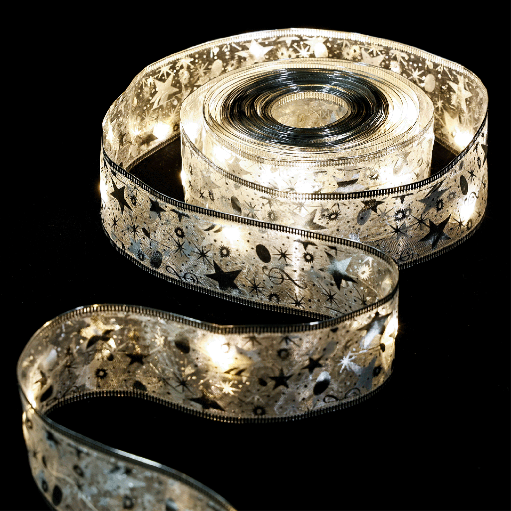 3AA Batterij Lichtsnoer 5cm Zilver Ster Lint Warm Wit 5m IP44 Binnen/Buiten