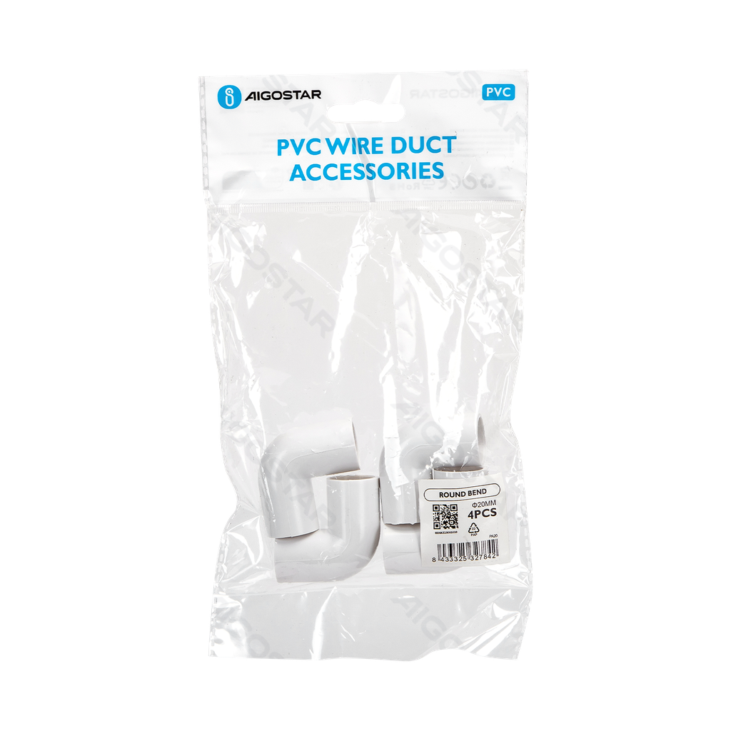 PVC Rond Draadkanaal Bocht Wit 20mm 4ST