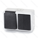 Duitse opbouw dubbele schakelaar 1 lichtpunt & stopcontact grijs