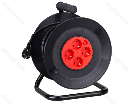 [B20103FNM] German Cable Reel with 4 Sockets 3G1.5㎟ 50M Black