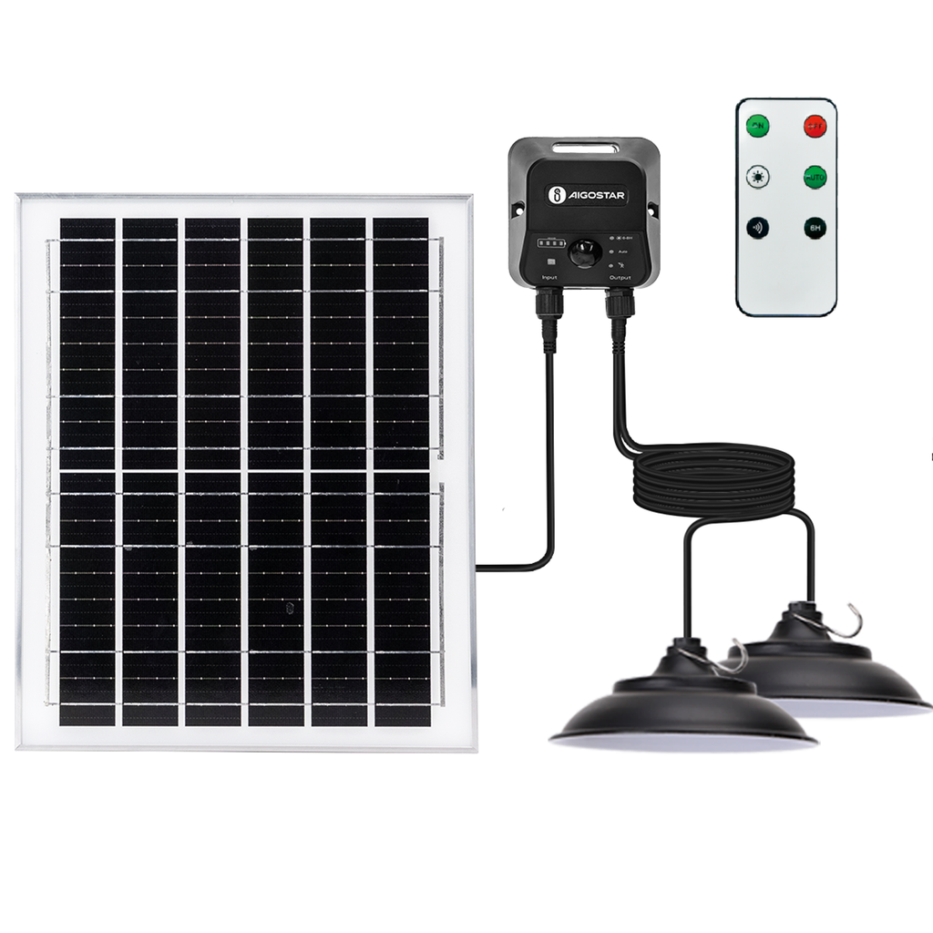 Lampe solaire suspendue, boîte de stockage d'énergie 70W*2 6500K Capteur