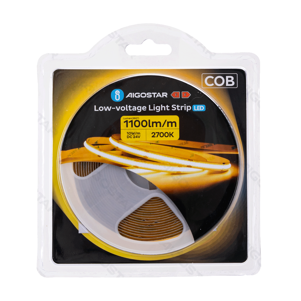 Aigostar COB-laagspanningsstrip 5m 2700K