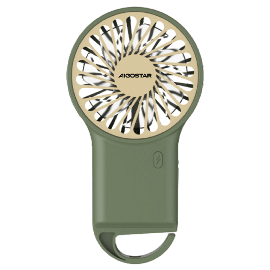 [B301013KP] Hand fan 3 2 inch 7 blades 3 speeds 500 mAh green