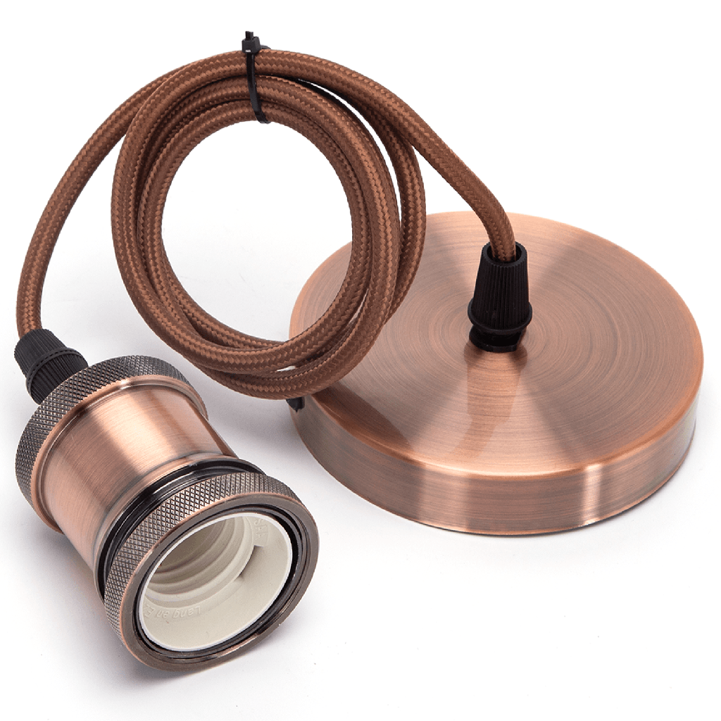 [B20102QOS] E27 Metalen Lamphouder 2X0.75mm² 1M Rood Brons