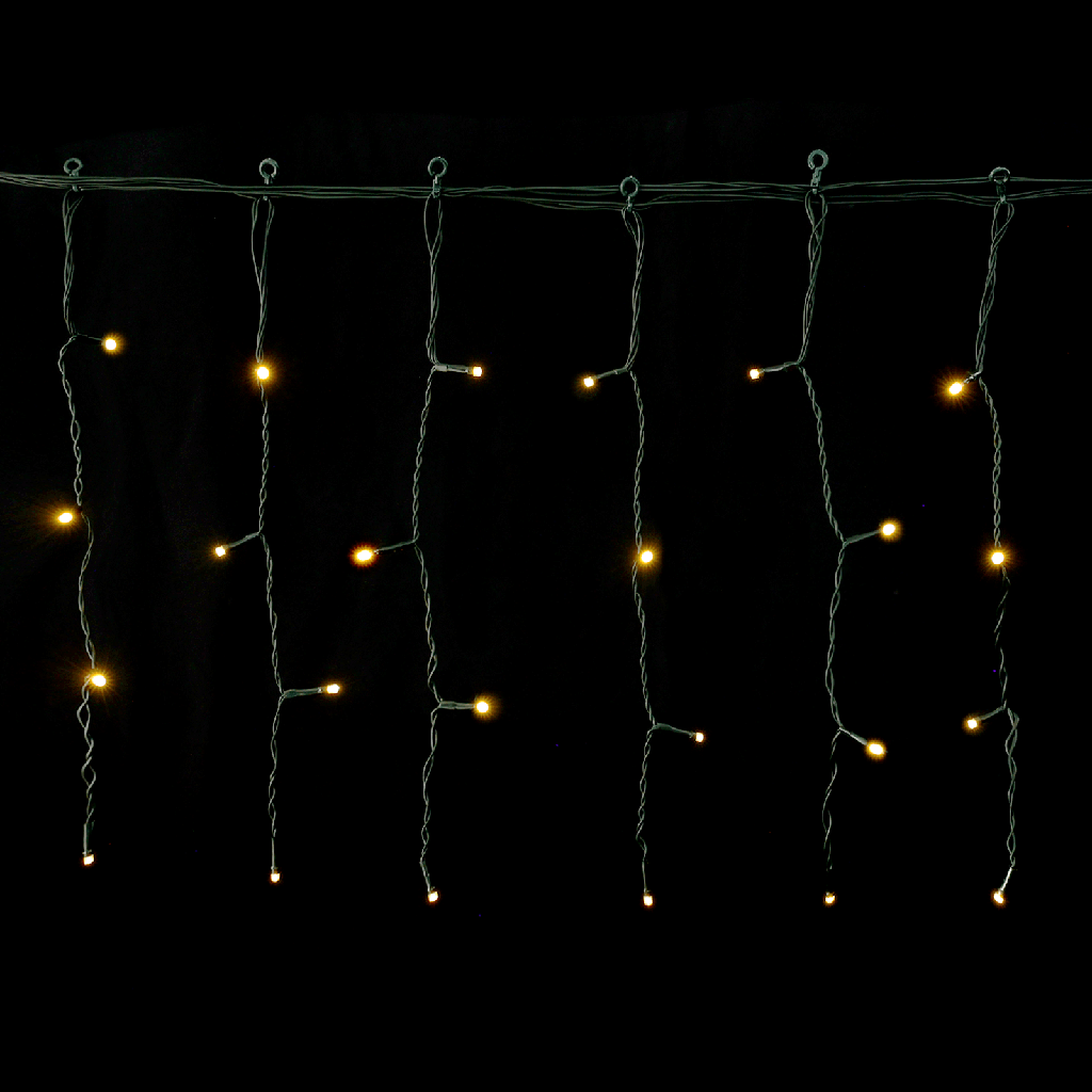 [B10201JF7] Guirlande lumineuse plate solaire rideau de glace, Blanc chaude, 3 m + 5 m x 0,4 m 25 bandes