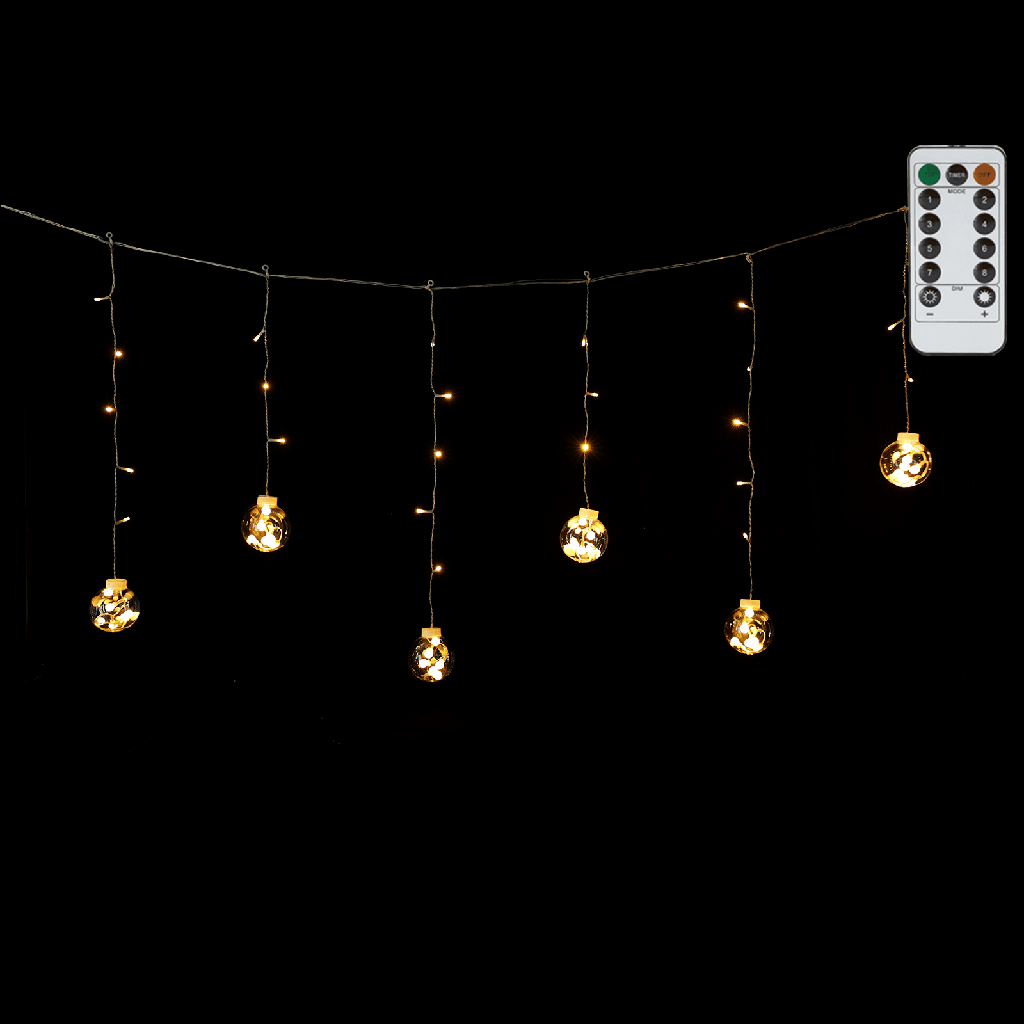 [B103031YB] Lichterkette, Niederspannung, anreihbar, Eiszapfen-Wellenform, flache Wunschkugeln, transparentes Kabel, warmes Licht, 3 m + 3 m * 0,6 m
