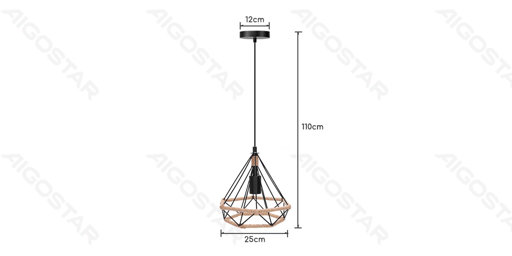 [B10305A4C] Iron Pendant Lamp (Without Light Source) Brown E27