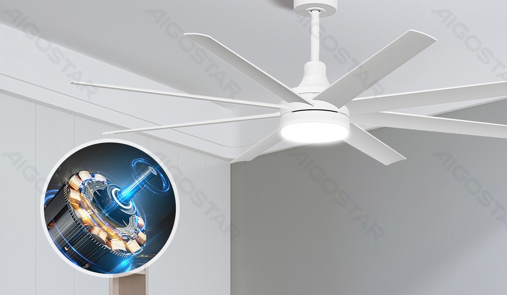 [B103133K3] Aigostar Plafondventilator met lamp 65 inch 8 bladen 6 snelheden wit