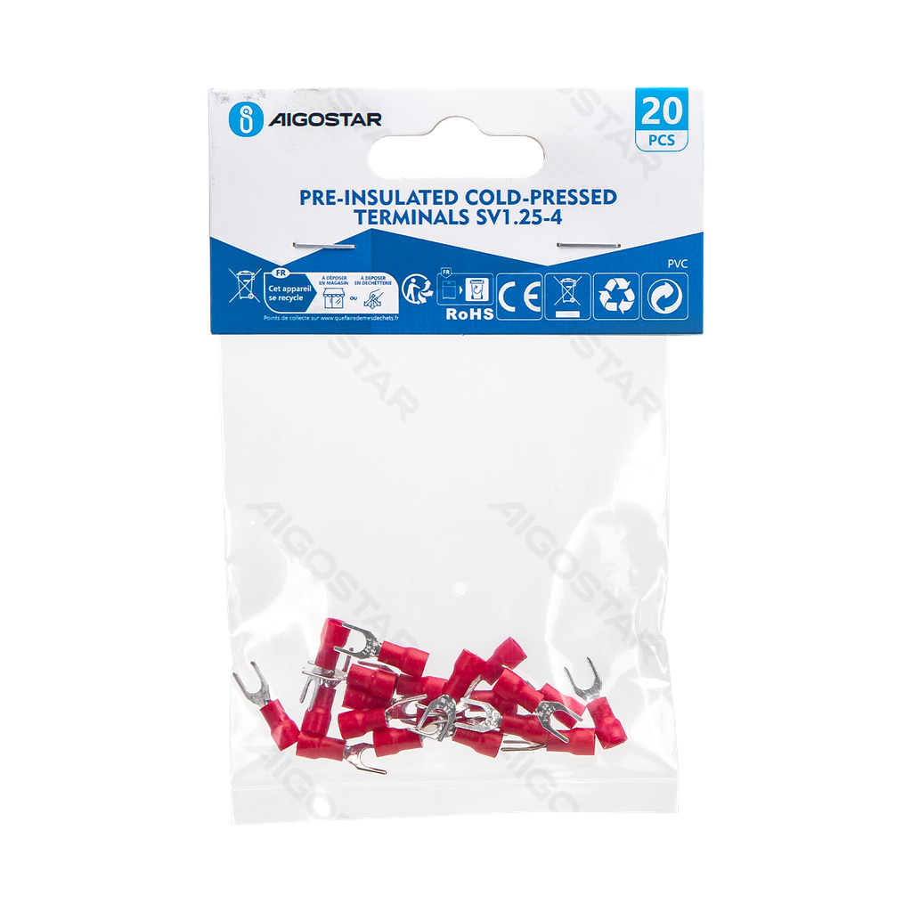 [B20104P4K] Aigostar Voorgeïsoleerde 25-4 (20 stks) rood