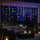 Guirlande lumineuse plate rideau de glace (effet vague), piles 3AA, RGBY, 15m*0.6m, IP44, Intérieur&Extérieur 75 bandes