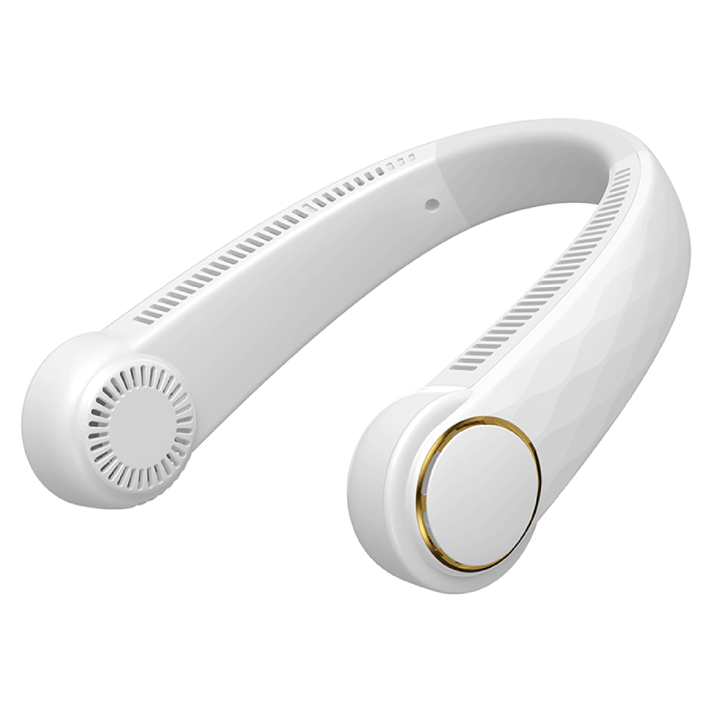 Nackenventilator, 8 Zoll, 3 Geschwindigkeitsstufen, 2000mAh, Weiß, winkelverstellbar