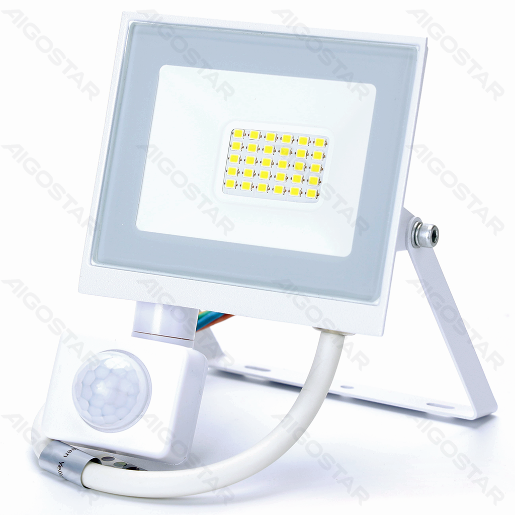 [B1020249J] Aigostar LED Flood light Glass shade White 20W 4000K Sensor